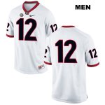 Men's Georgia Bulldogs NCAA #12 Tommy Bush Nike Stitched White Authentic No Name College Football Jersey MRB2054UB